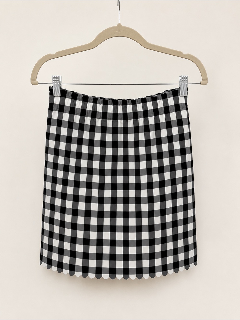 J. Crew Black and White Gingham Mini Skirt